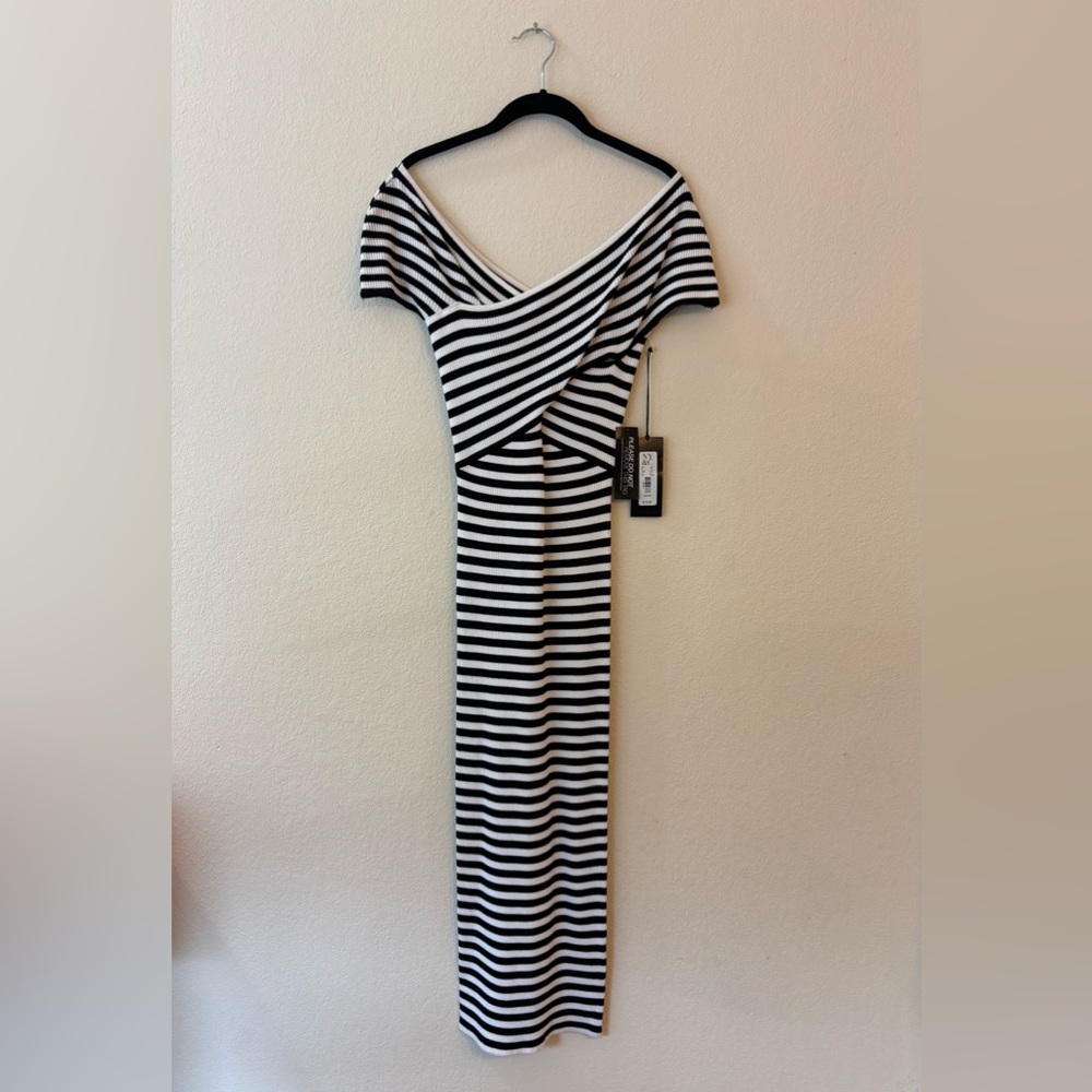 New York & Company Off-the-Shoulder Black and White Dress